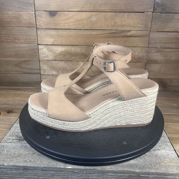 Lucky Brand Womens Size US 6.5M Valki T-Strap Espadrille Tan Platform Sandals - Picture 3 of 10